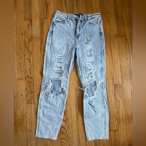 Hollister Light Blue Distressed mom Jeans